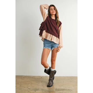 Side Ribbon-Tied Knitted Top