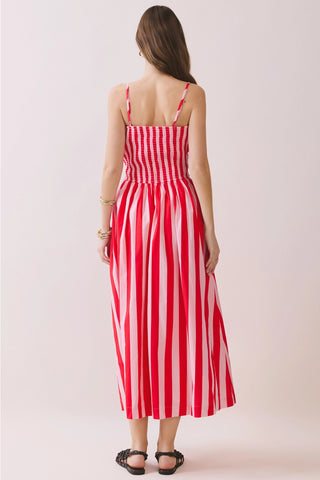 Pink Striped Midi Dress