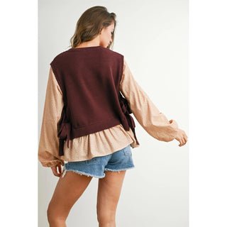 Side Ribbon-Tied Knitted Top