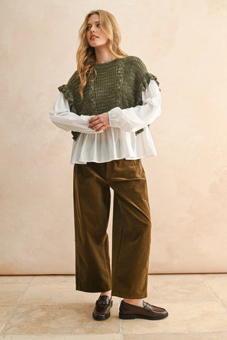 Olive Sweater Blouse