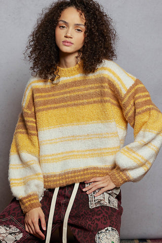 Balloon Sleeve Stripe Sweater