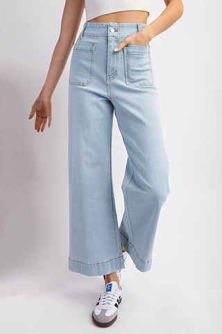 Light Wide Leg Denim Pants
