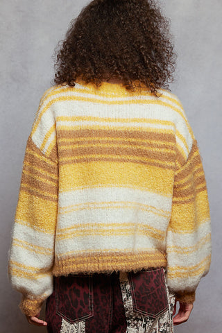 Balloon Sleeve Stripe Sweater