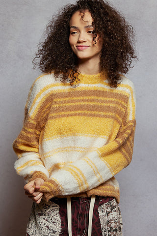 Balloon Sleeve Stripe Sweater