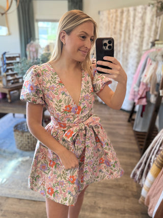 Floral Flare Dress with Bow