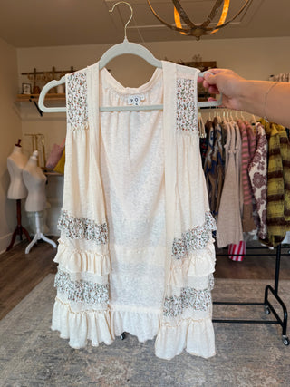 Ruffle Open Cardigan