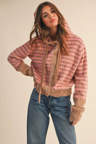 Striped Hoodie Cardigan