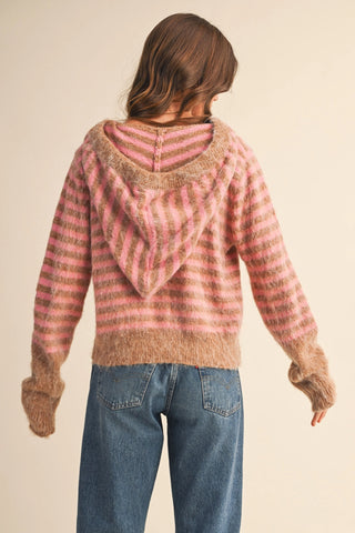 Striped Hoodie Cardigan