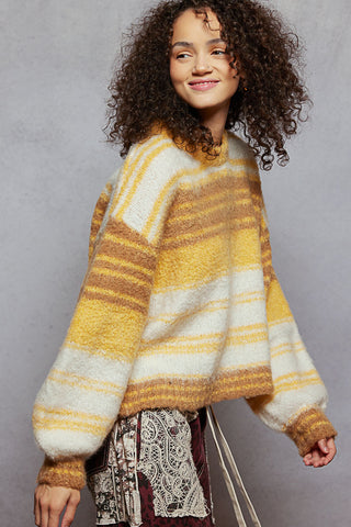 Balloon Sleeve Stripe Sweater