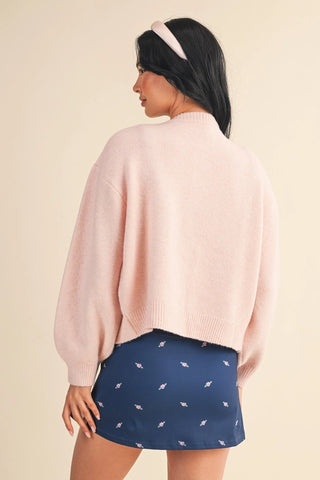 Pink Knit Button-Up Cardigan