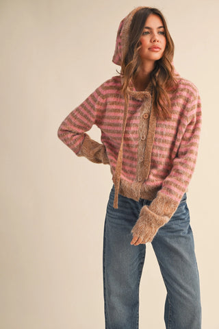 Striped Hoodie Cardigan