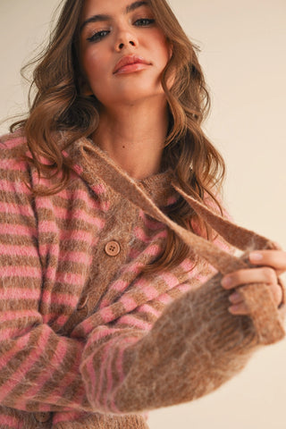 Striped Hoodie Cardigan