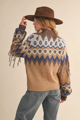 Fair Isle Fringe Sleeve Sweater