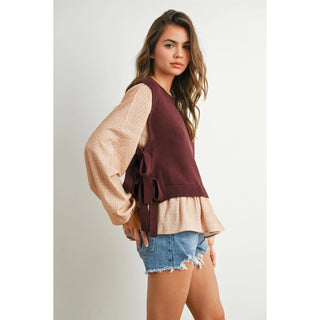 Side Ribbon-Tied Knitted Top