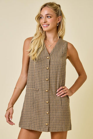 Houndstooth Sleeveless Dress