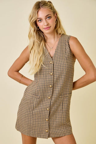 Houndstooth Sleeveless Dress