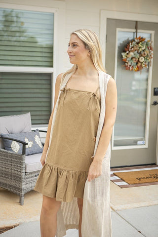 Caramel Twill Mini Dress